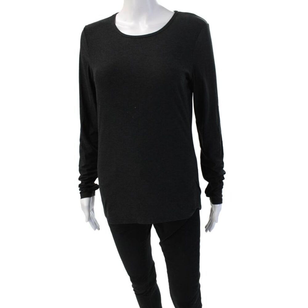 Beyond Yoga Womens Crew Neck Long Sleeve Active Top Solid Black Size L